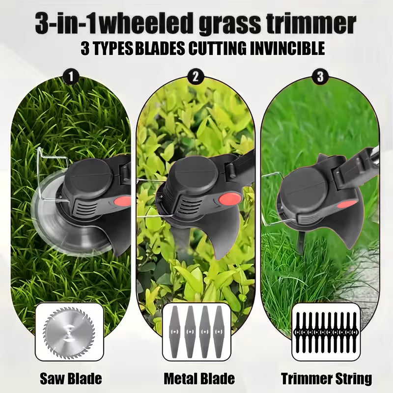 ZAVELLO™ 21V Cordless Electric Weed Wacker | 3-in-1 Lawn Trimmer, Edger & Garden Cutter with 3 Blades