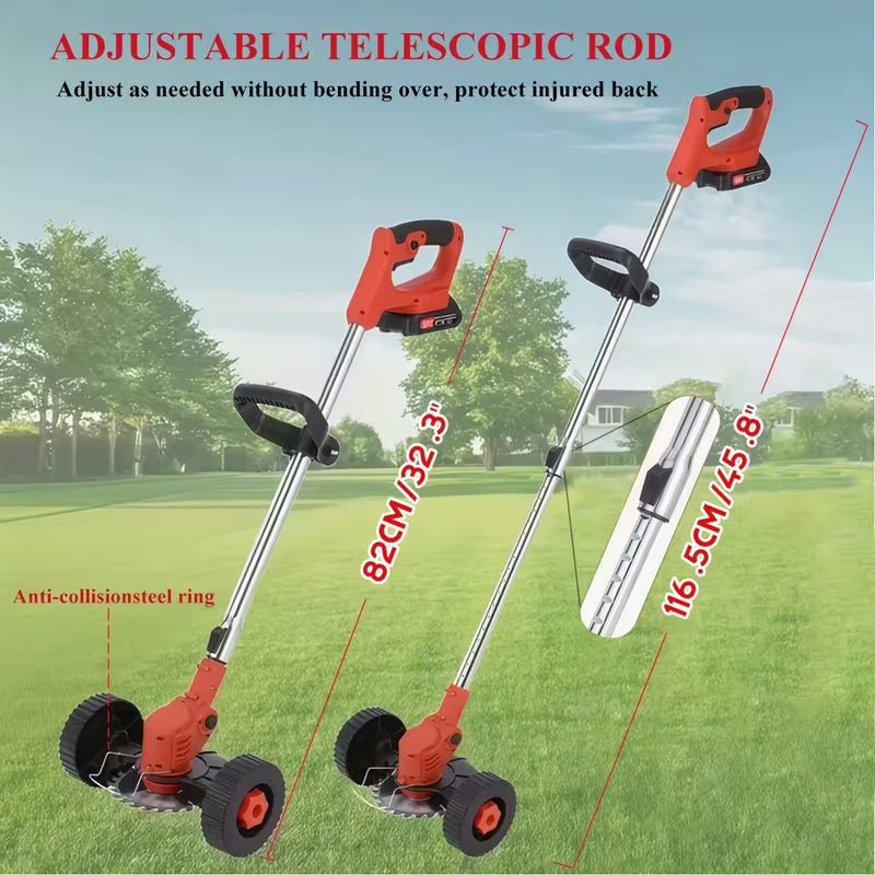 Cordless Portable Electric Lawn Mower, 3 Blades & 2 Large Lithium‑Ion Batteries, Powerful Wireless Garden Weeder for Lawn Yard, Christmas Gift for Men