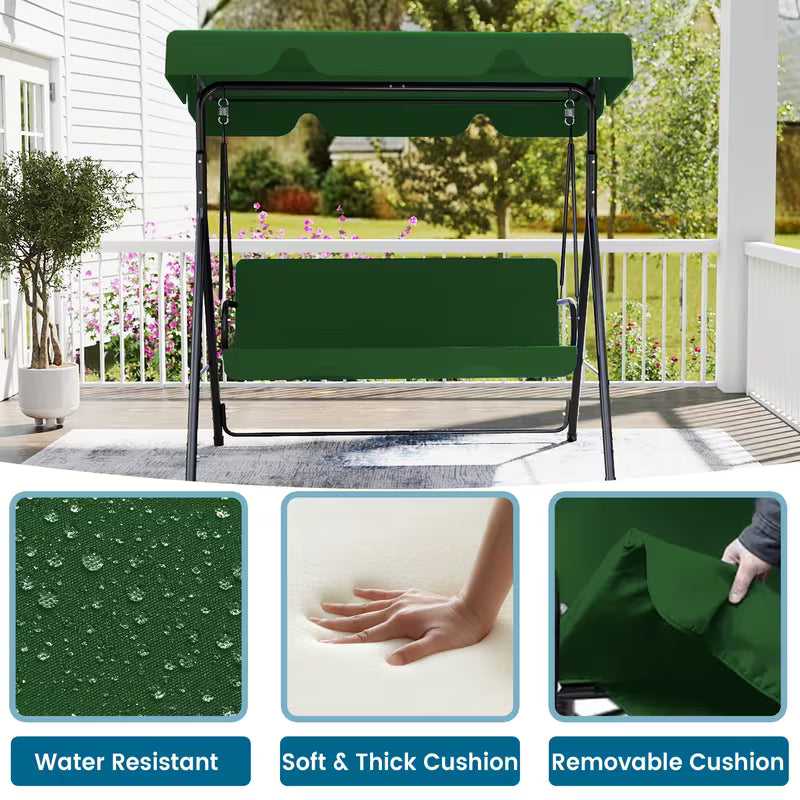 3-Seat Outdoor Patio Glider Swing with Adjustable Canopy – Heavy Duty Rust-Resistant Porch Swing for Garden & Backyard