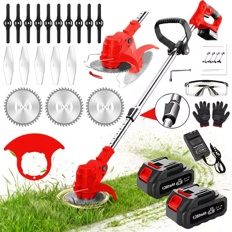 Cordless Portable Electric Lawn Mower, 3 Blades & 2 Large Lithium‑Ion Batteries, Powerful Wireless Garden Weeder for Lawn Yard, Christmas Gift for Men