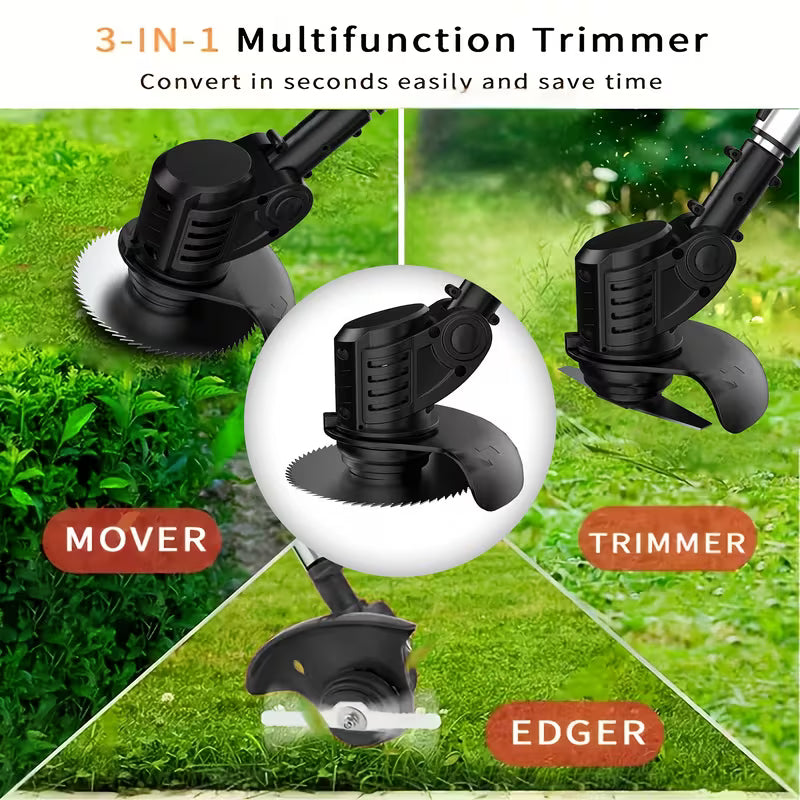 ZAVELLO™ 21V Cordless Electric Weed Wacker | 3-in-1 Lawn Trimmer, Edger & Garden Cutter with 3 Blades