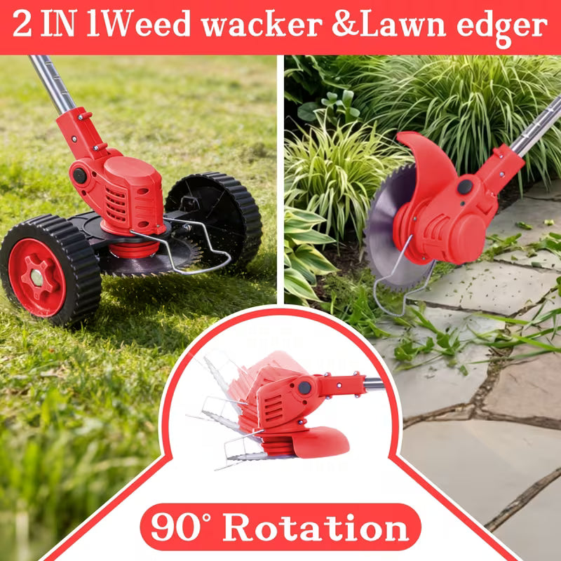 Cordless Portable Electric Lawn Mower, 3 Blades & 2 Large Lithium‑Ion Batteries, Powerful Wireless Garden Weeder for Lawn Yard, Christmas Gift for Men