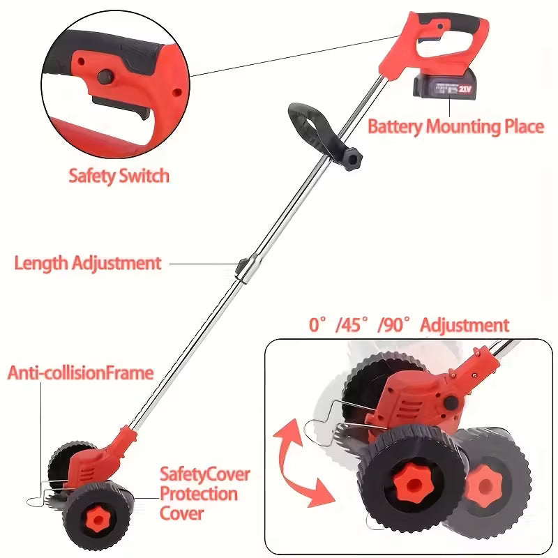 Cordless Portable Electric Lawn Mower, 3 Blades & 2 Large Lithium‑Ion Batteries, Powerful Wireless Garden Weeder for Lawn Yard, Christmas Gift for Men