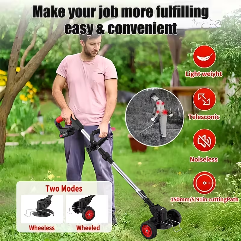 ZAVELLO™ 21V Cordless Electric Weed Wacker | 3-in-1 Lawn Trimmer, Edger & Garden Cutter with 3 Blades